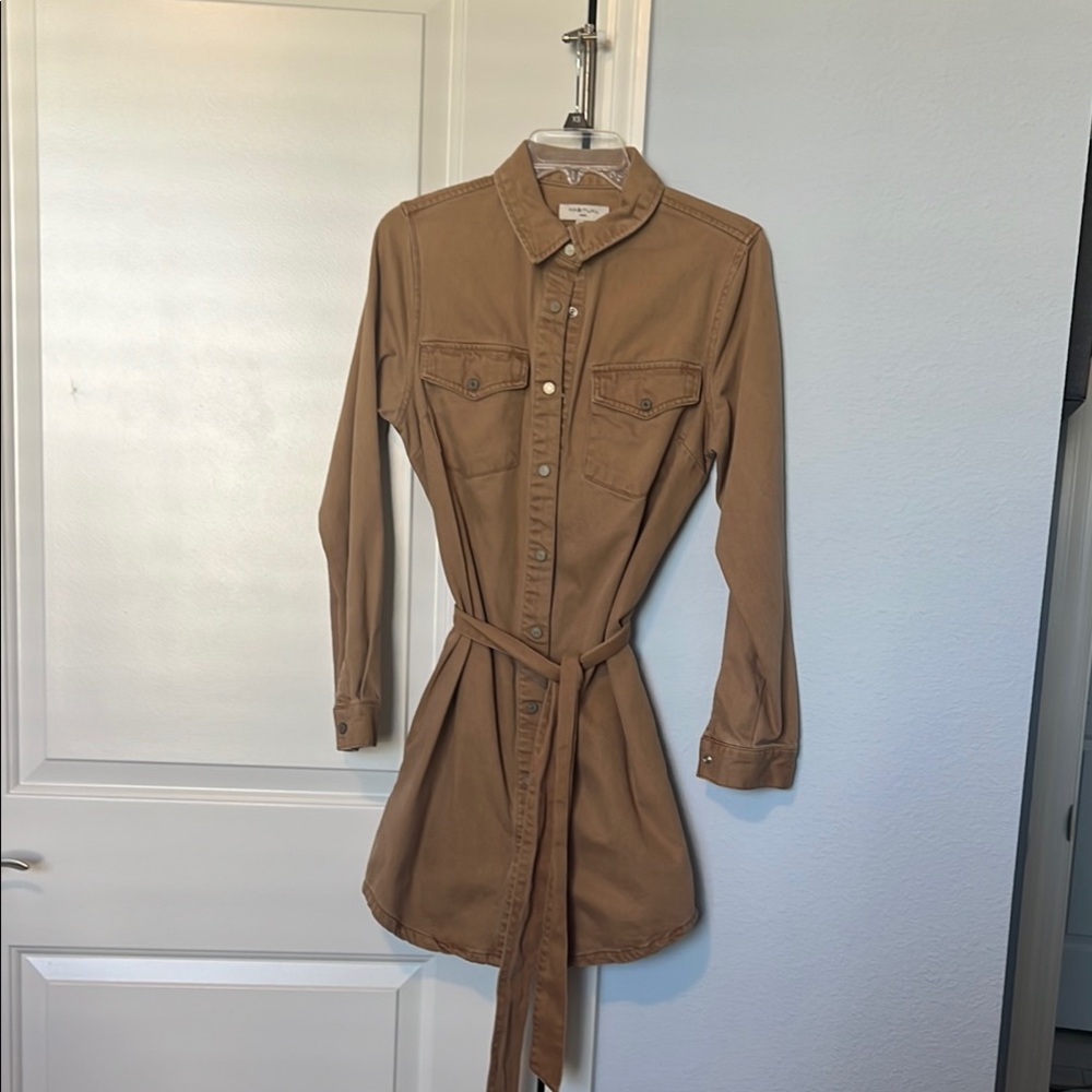 Habitual Tan Button-Up Shirt Dress